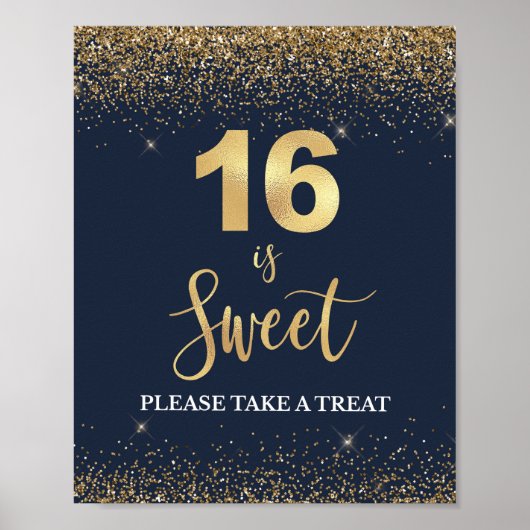 Poster 16 is Sweet Please Take a Treat Navy & Gold Sign (Devant)