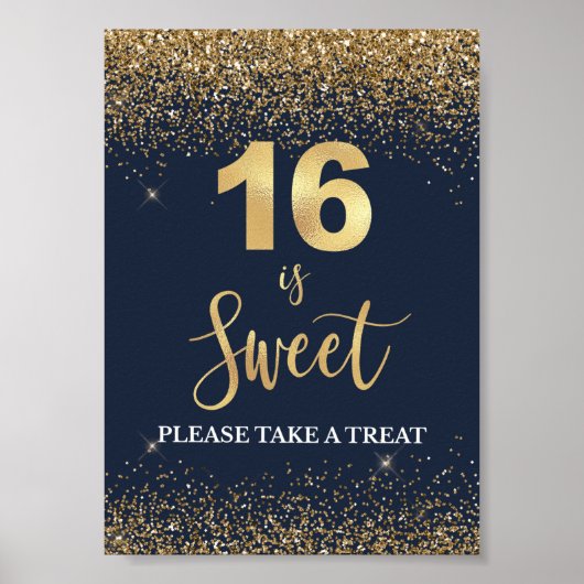 Poster 16 is Sweet Please Take a Treat Navy & Gold Sign (Devant)
