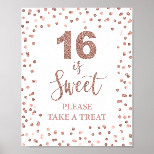 Poster 16 is Sweet Please Take a Treat Rose Gold Sign (Devant)