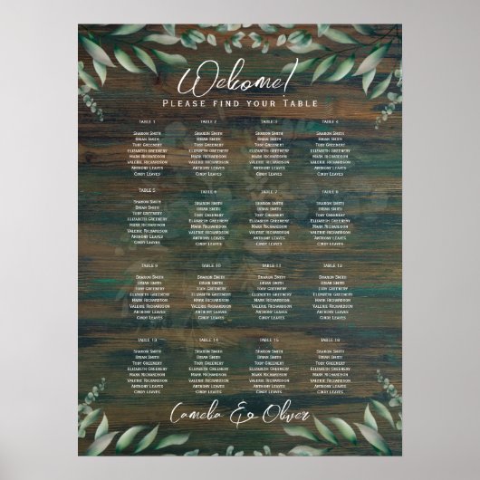 Poster 16 Table Bois rustique Verdure Eucalyptus SEATING (Devant)