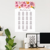 Poster 16 Table Élégant Rose Floral Plan de Table de Mari (Bureau à domicile)