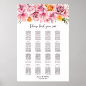 Poster 16 Table Élégant Rose Floral Plan de Table de Mari (Devant)