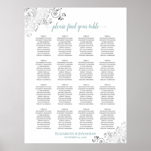 Poster 16 Table Mariage Chartre de Siège Frilly Blanc & S (Devant)