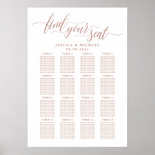 Poster 16 Table Rose Gold Plan de table de mariage pour i