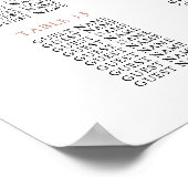 Poster 16 Table Rose Gold Wedding Guest Seating Chart (Coin)