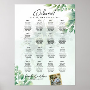 Poster 16 Table Verdure PHOTO Mariage Siège Bienvenue