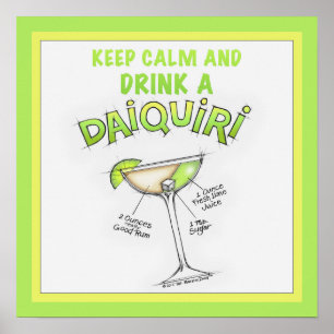 POSTER 16" X 16" RECETTE DE DAIQUIRI ART COCKTAIL