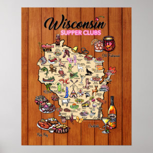 Poster - 16 x 20 - Carte du club de souper du Wisc