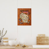 Poster - 16 x 20 - Wisconsin Supper Club Map (Keuken)