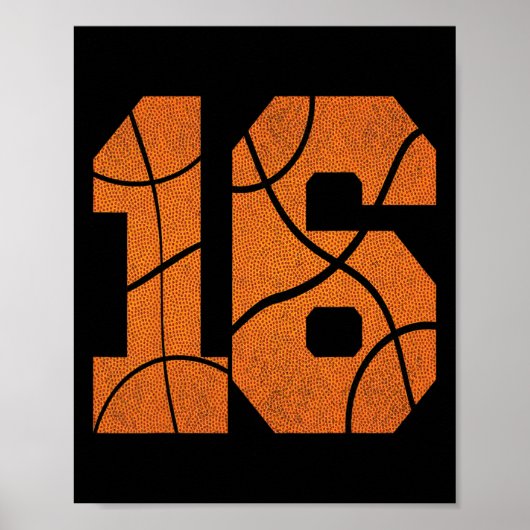 Poster 16e anniversaire Basketball Garçons Enfants (Devant)