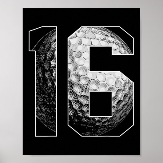 Poster 16e anniversaire Boy Golf Player Golf 16 ans (Devant)