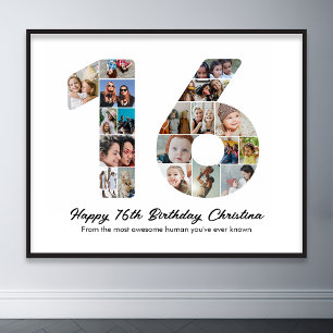 Poster 16e anniversaire Numéro 16 photo Collage photo