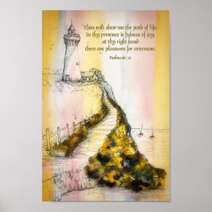 Poster 16h11 de psaume d'encre d'aquarelle de phare