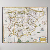 Poster 16th Century Map of Iberia (Devant)