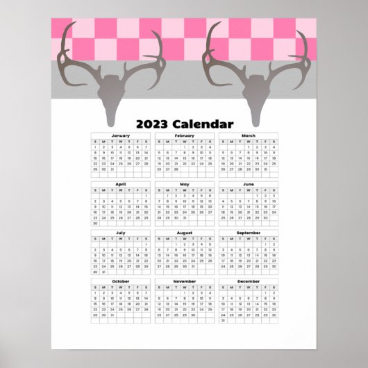 Poster 16x20 Antlers de crâne de cerf 2023 Calendrier du (Devant)