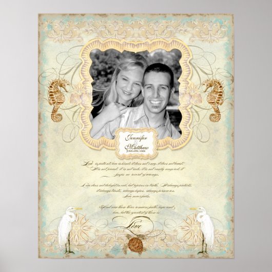 Poster 16x20 Mariage Photo Love Chap Beach Seashore (Devant)