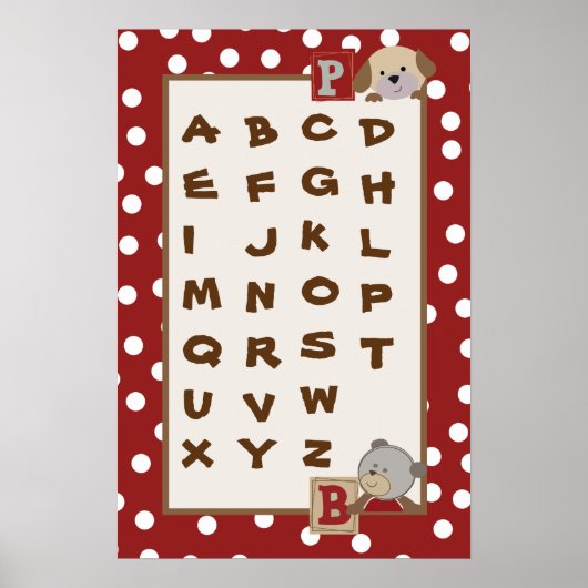Poster 16x24 Nursery Art ABC Chart Boutons Cocalos (Devant)