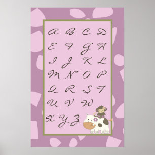 Poster 16x24 Nursery Art ABC Graphique Jacana Girl Jungle