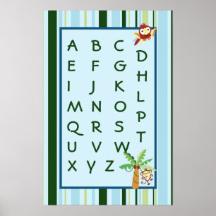 Poster 16x24 Nursery Art ABC Graphique Pluie-forêt Jungle