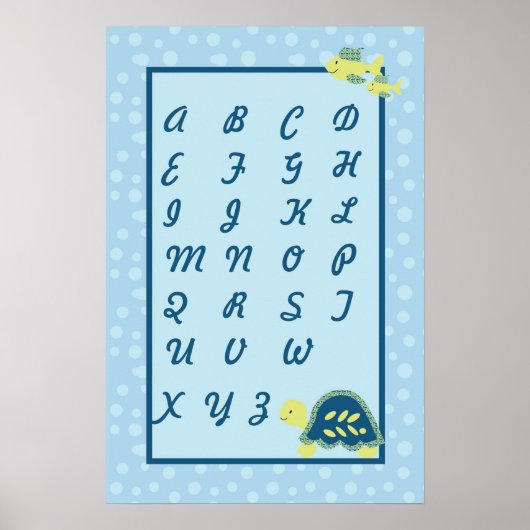 Poster 16x24 Nursery Art ABC Graphique Turtle Reef Ocean (Devant)