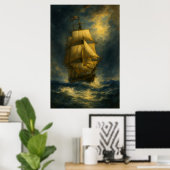 Poster 1700s British Navy Ship | Historic Maritime  (Bureau à domicile)