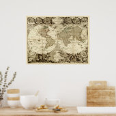 Poster 1708 World Map by Jean Baptiste Nolin (Cuisine)