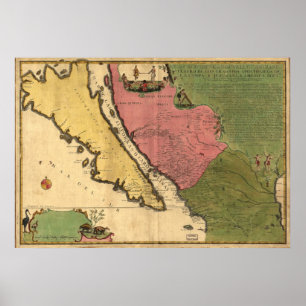 Poster 1720 Carte de la Californie comme île