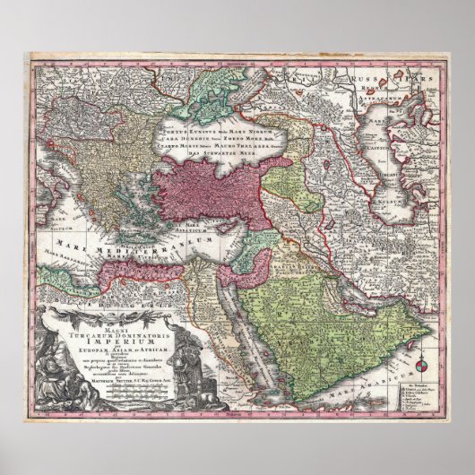Poster 1730 Seutter Map of Turkey (Ottoman Empire) (Devant)