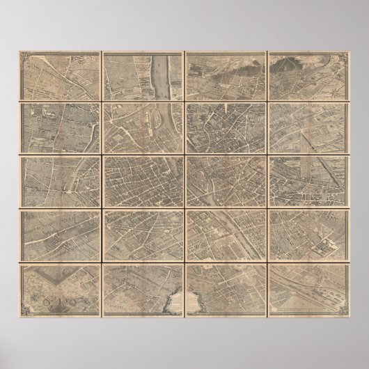 Poster 1739 Turgot View and Map of Paris France Bretez (Devant)