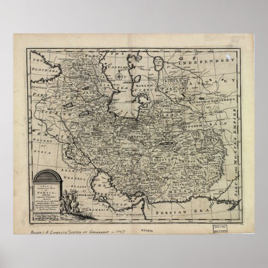 Poster 1747 Nouvelle et exacte carte de Perse Emanuel Bow (Devant)