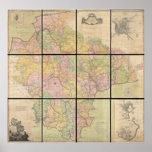 Poster 1765 Carte du Devonshire par Benjamin Donn (Devant)