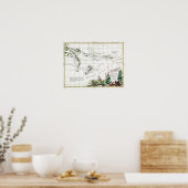 Poster 1776 Carte des voyages du capitaine Cook (Cuisine)