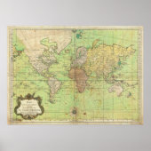 Poster 1778 Bellin Nautical Chart ou Map of the World (Devant)
