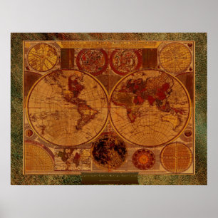 Poster 1780 Carington Bowles Old World Map Art & border