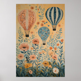 Poster 1790 Ballons flottants à air chaud