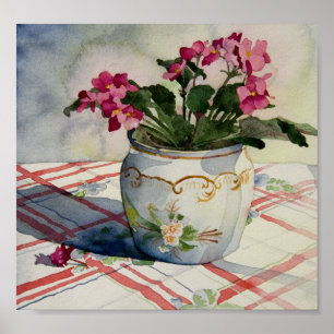 Poster 1790 Violets africains en Bleu Pot Art Print