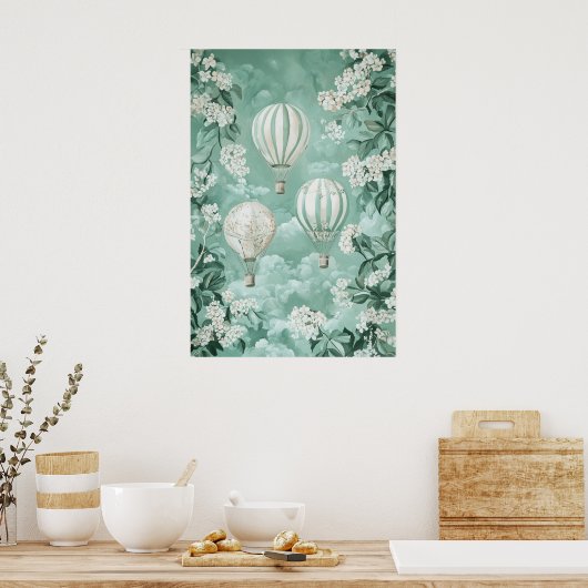 Poster 1793 Ballons flottants à air chaud (Cuisine)