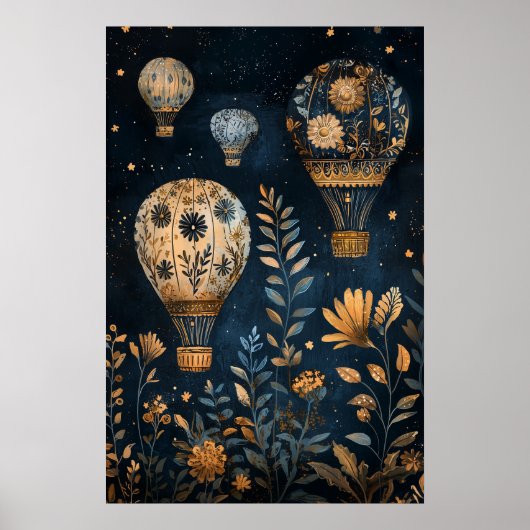 Poster 1795 Ballons flottants à air chaud (Devant)