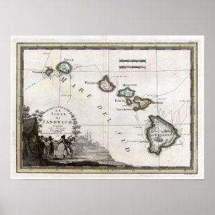 Poster 1798 Carte Le Isole di Sandwich