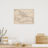 Poster 1799 Carte anglaise des Caraïbes GRAND (Cuisine)