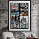 Poster 17 Collage photo et texte - Peut modifier noir<br><div class="desc">Un design avec un arrière - plan noir basique. Utilisez jusqu'à 17 photos carrés pour créer un cadeau unique et personnel. Si vous avez besoin d'ajuster les images,  cliquez sur l'outil personnaliser pour apporter des modifications.</div>