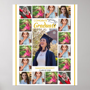 Poster 17 modèle de collage photo Félicitations diplômé N