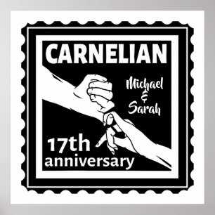Poster 17e anniversaire du mariage noir et blanc