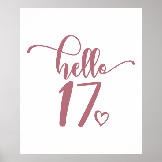 Poster 17e anniversaire Femmes Bonjour 17 mignonne 17 ans (Devant)