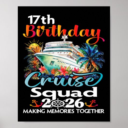 Poster 17th Birthday Cruise Squad Friends Family Vacation (Devant)