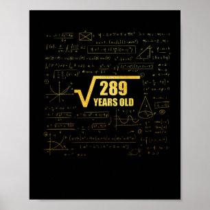 Poster 17th Birthday Square Root of 289 17 Years Old