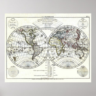 Poster 1806 Atlas Carte : La Mappemonde par Eustache Héri