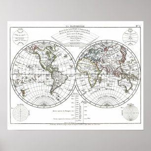 Poster 1806 Atlas Carte : La Mappemonde par Eustache Héri