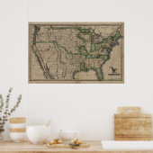 Poster 1823 Carte des États-Unis (Cuisine)
