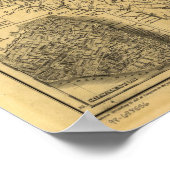 Poster 1833 Carte des routes ferroviaires et maritimes de (Coin)